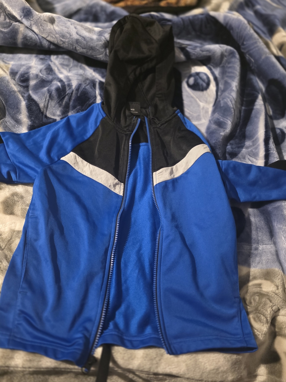 Athletic Works Black Jacket with Blue Trim